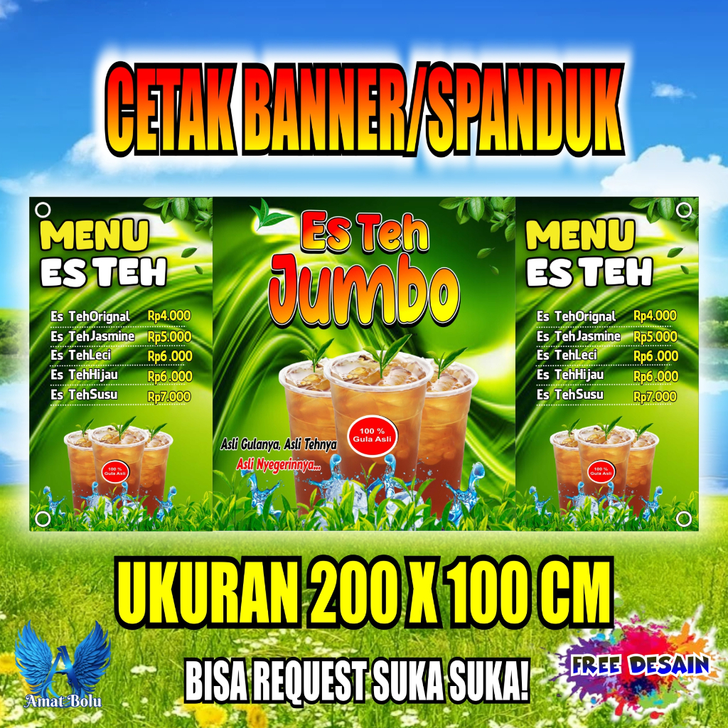 Jual Cetak Banner Cetak Spanduk Es Teh Jumbo Untuk Di Grobak Ukuran ...