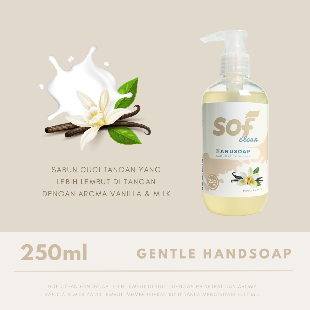 Jual Sof Clean Sabun Cuci tangan lembut 250ml Vanilla & Milk , Handsoap ...