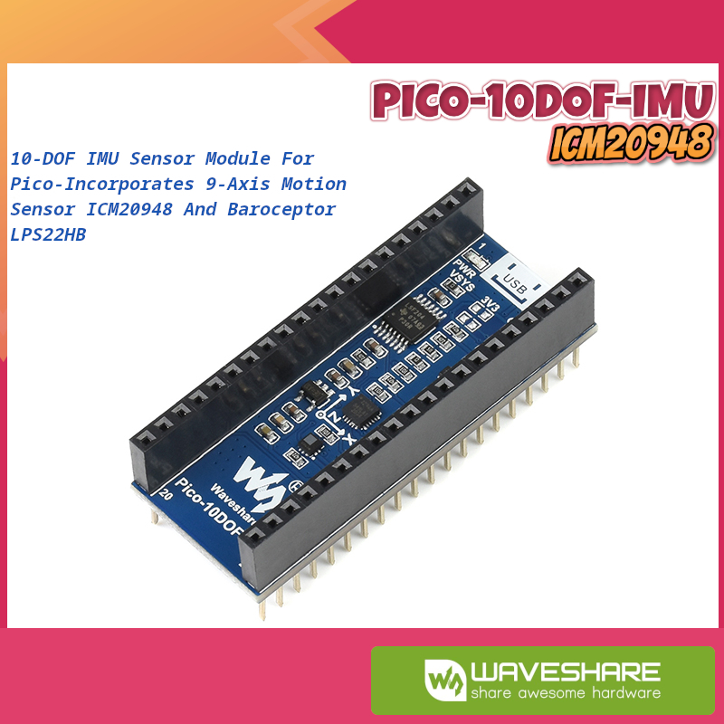 Jual WAVESHARE WAVESHARE 10-DOF IMU SENSOR MODULE FOR RASPBERRY PI PICO ...