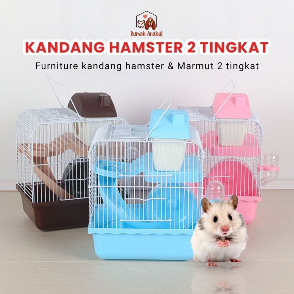 Jual 1 Set Rumah Kandang Hamster 2 Tingkat Rumah Hamster Komplit