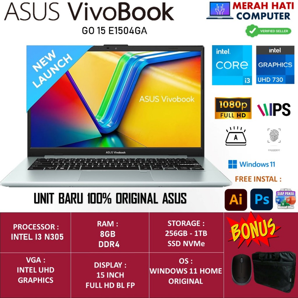 Jual Asus Vivobook 15 GO E1504GA INTEL I3 N305 8GB 256GB SSD 15.6 FHD ...