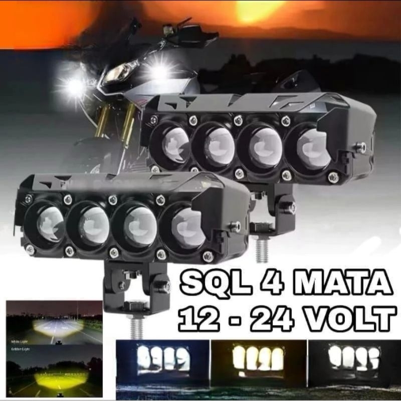 LAMPU TEMBAK SQL 4 MATA LED FOG LAMP LASER GUN 12 VOLT - 24 VOLT MOBIL DAN MOTOR TRUK FUSO PAJERO FORTUNE X PANDER