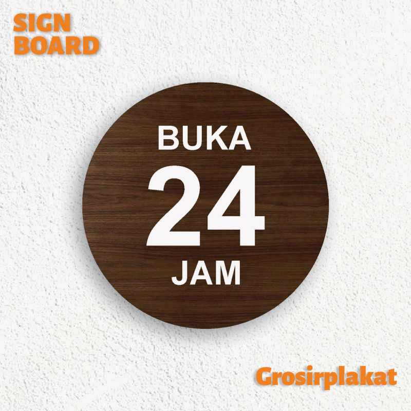 Jual Signage Buka 24 Jam Sign Board Kayu Print Wooden Open 24 Hours ...