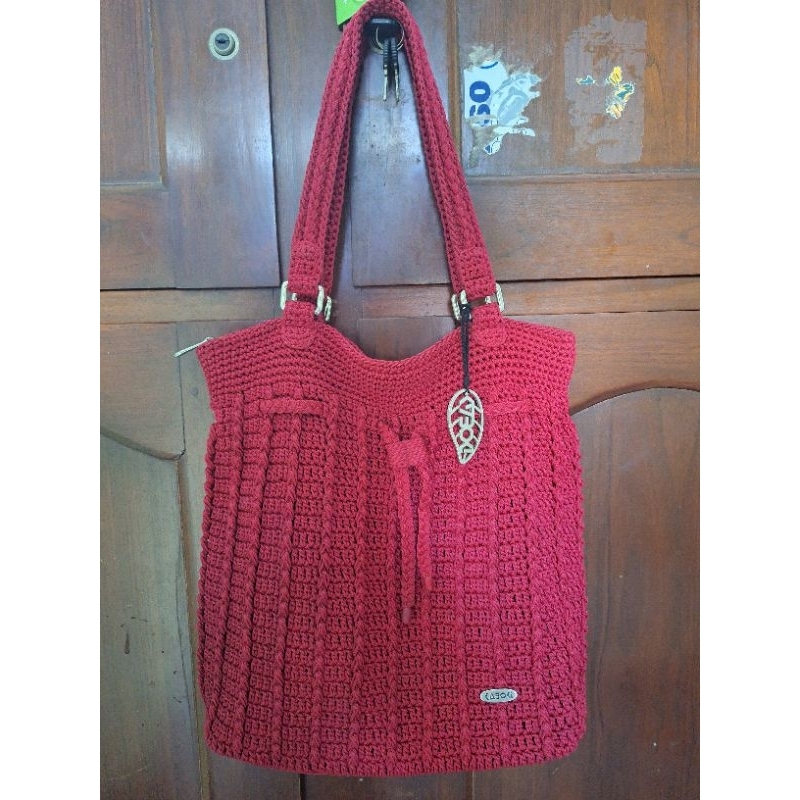 Jual tas rajut merah kaboki | Shopee Indonesia