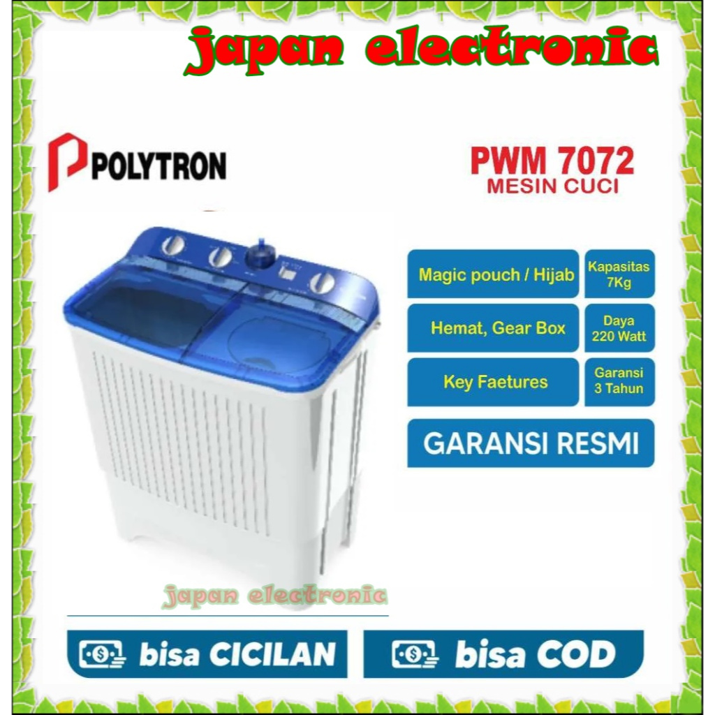 Jual POLYTRON Mesin Cuci 2 Tabung Samba Series Hijab 7 KG – PWM 7072N ...