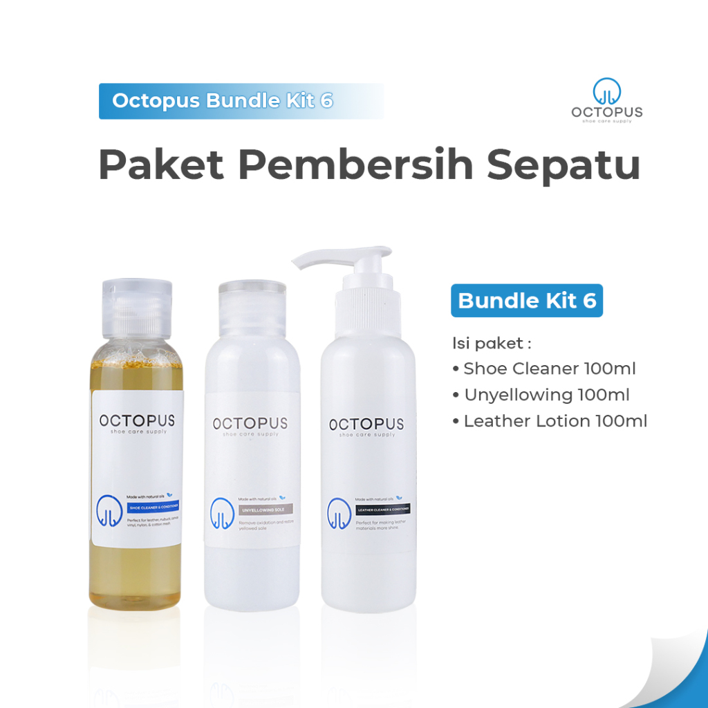 Jual Octopus Paket Cleaner 100ml, Unyellowing, & Leather Cleaner 100ml ...