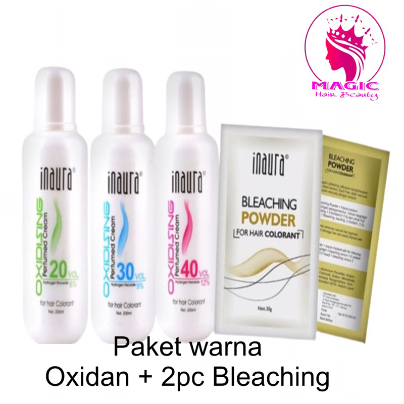 Jual INAURA BLEACHING SASET & OXIDANT PAKET WARNA COLORING | Shopee ...