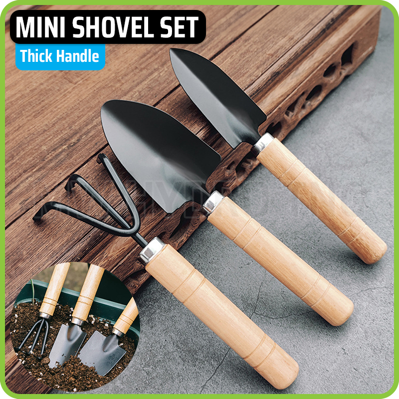 Jual 3 Pcs Mini Gardening Shovel Set - Set Sekop Garu Kecil Gagang Kayu ...