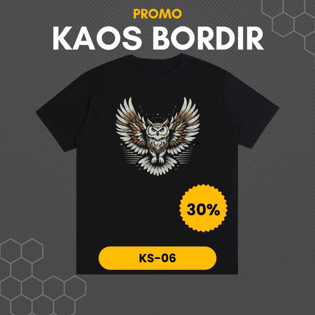 Jual Kaos Burung Hantu Bordir Komputer Kuat Rapi Halus Keren Sangar ...