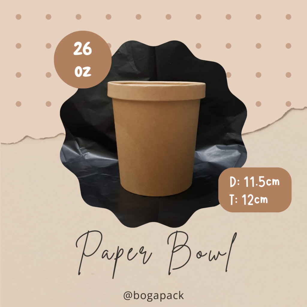 Jual Brown Paper Cup Soup 26oz / Cup Ice Cream / Cup Soup / Paper Bowl ...