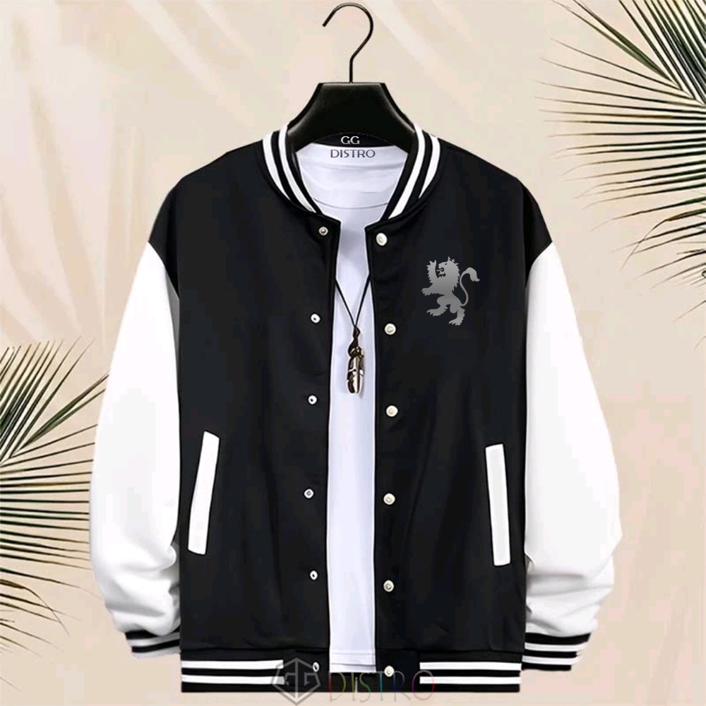 Jual GG Distro - Jacket Unisex Baseball Kancing Jacket Varsity Singa ...