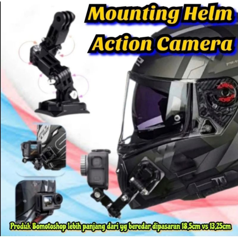 Long Mounting Helm Helmet Chin Side Mount GoPro YI Action Cam Helm Curved  Mount dagu moto vlog
