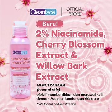 CLEANFACE Purbasari Micellar Water 3in1 Normal Oily Skin 100ml Rose Water Sakura Yuzu
