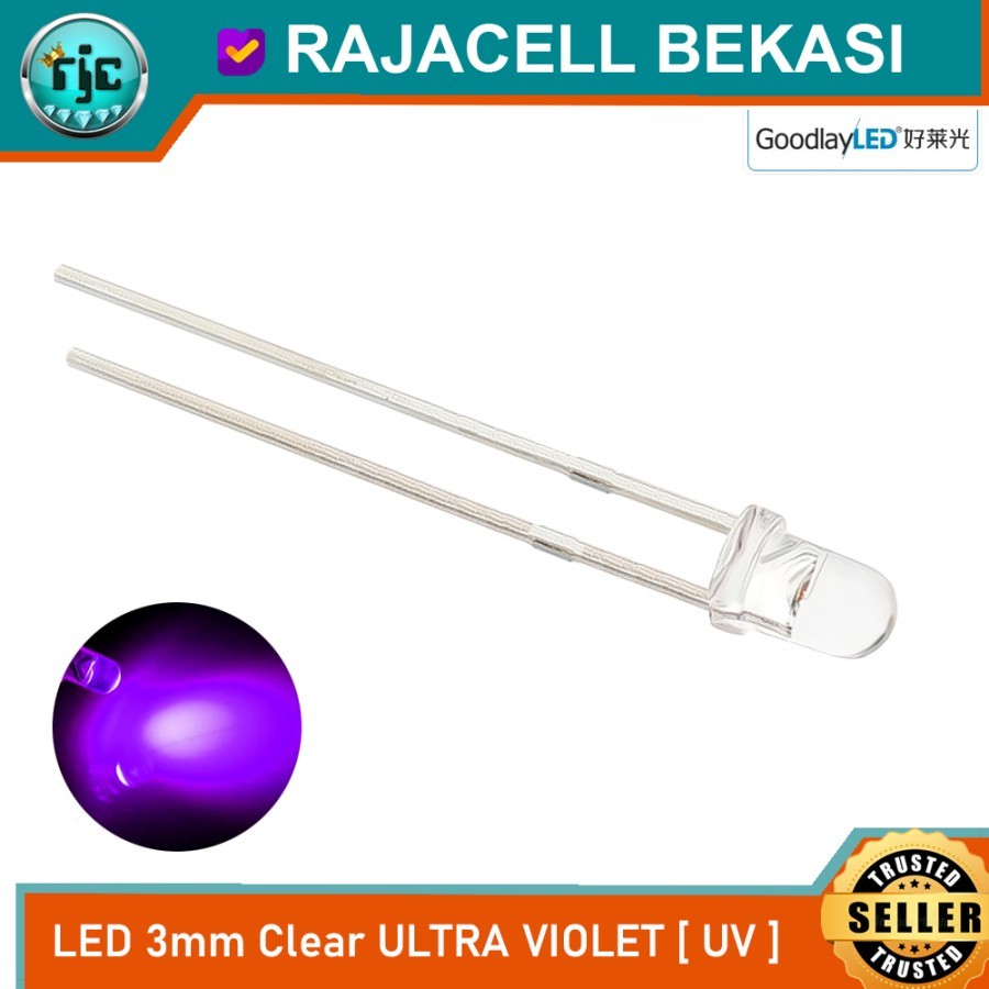 Jual LED UV 3mm Round led Ultra Violet Purple F3 Led Emitting Diode ...