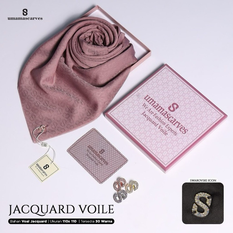 Jual Jilbab Segiempat Voal kotak box Jacquard Voile Voal umama scarves ...