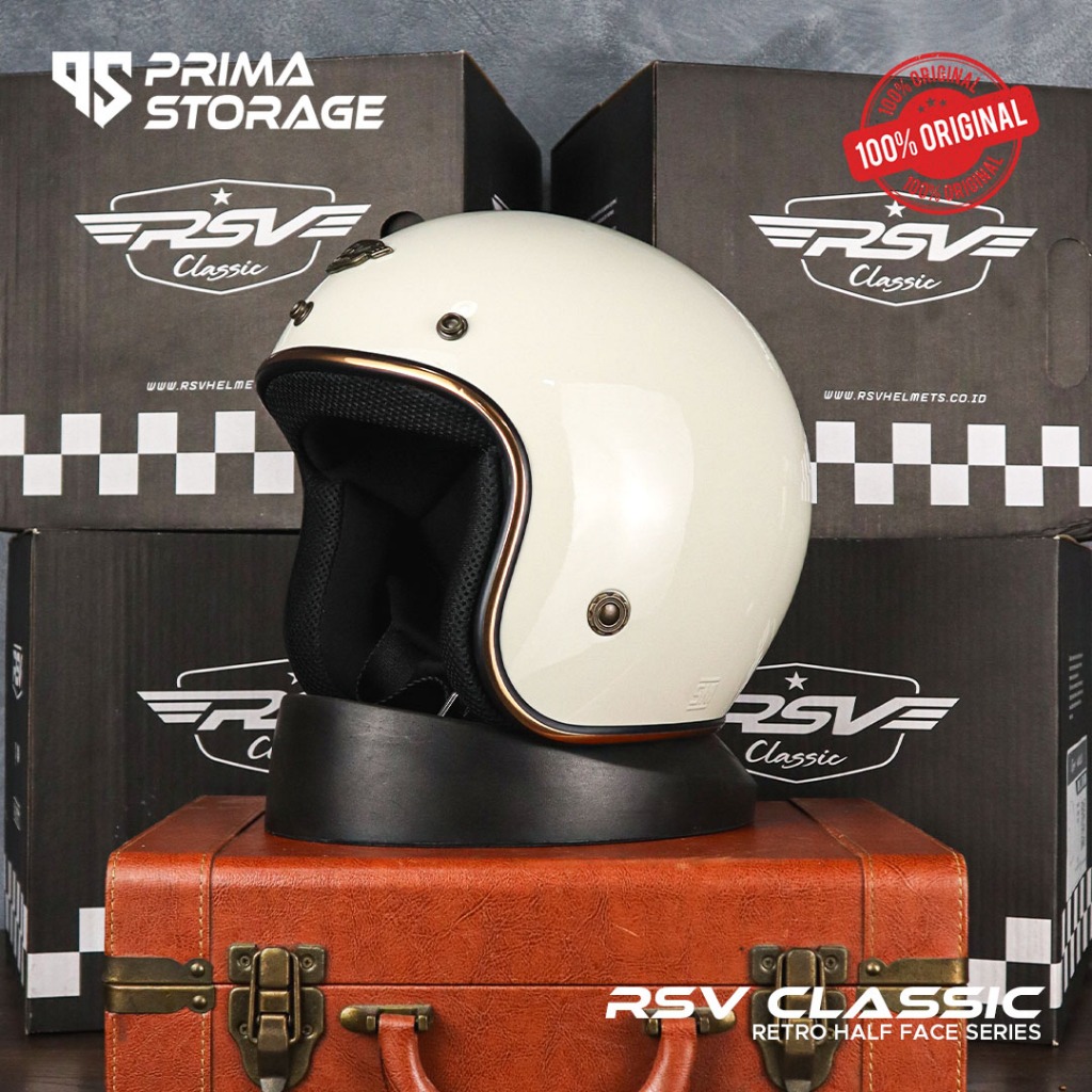 Jual HELM RSV CLASSIC CREAM / HELM HALF FACE / HELM CLASSIC / HELM RSV ...