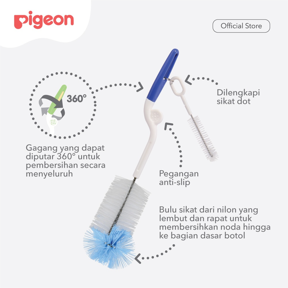 Jual SIKAT BOTOL PIGEON BOTTLE AND NIPPLE BRUSH gagang biru tua