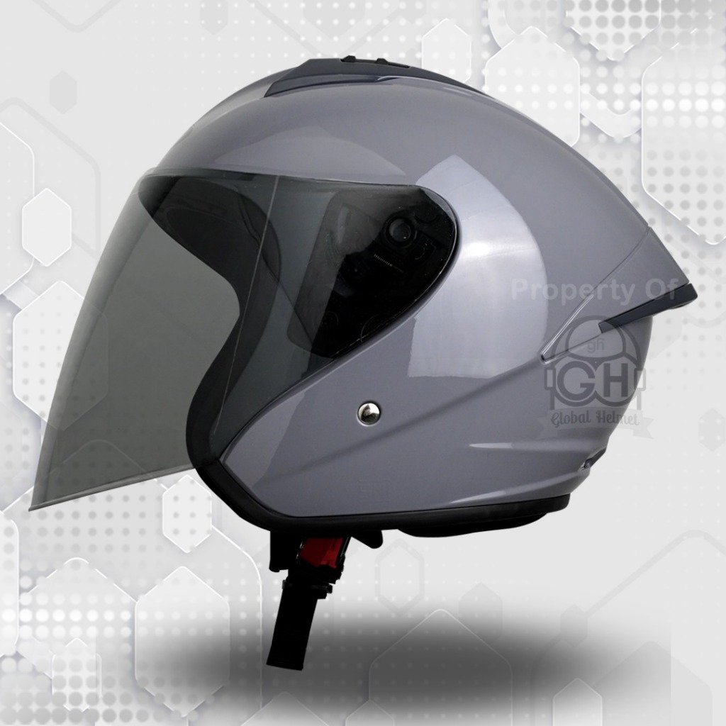 Jual HELM GM G1 SOLID DIM GREY GLOSSY HALF FACE SINGLE VISOR SNI ORI ...