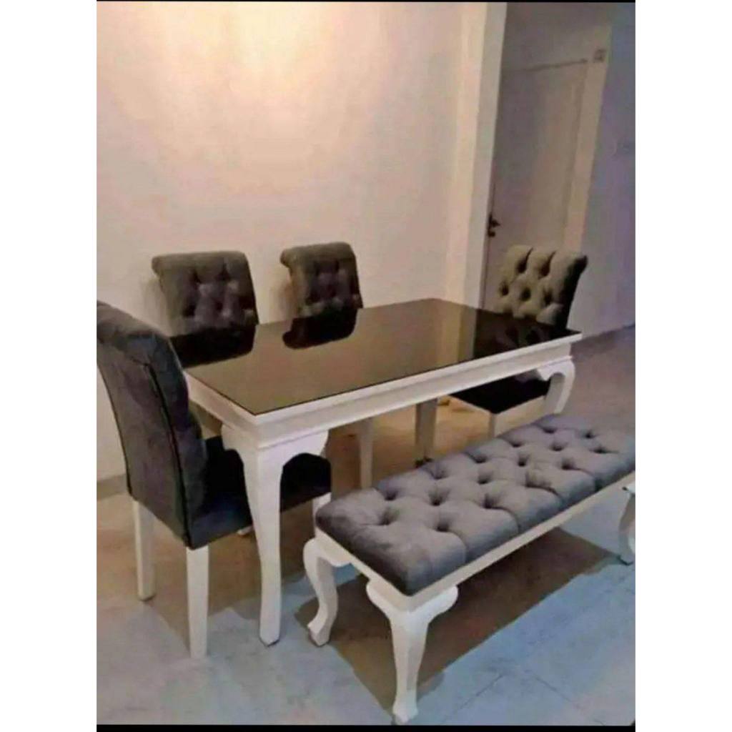 Jual Meja makan minimalis sofa + bench - IX kayu mahoghany | Shopee ...