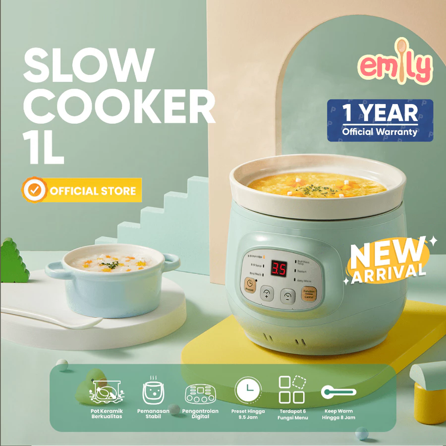EMILY Slow Cooker 1L Ceramic | Panci Keramik | Baby & Family Food Maker | MPASI Cooker | Panci MPASI