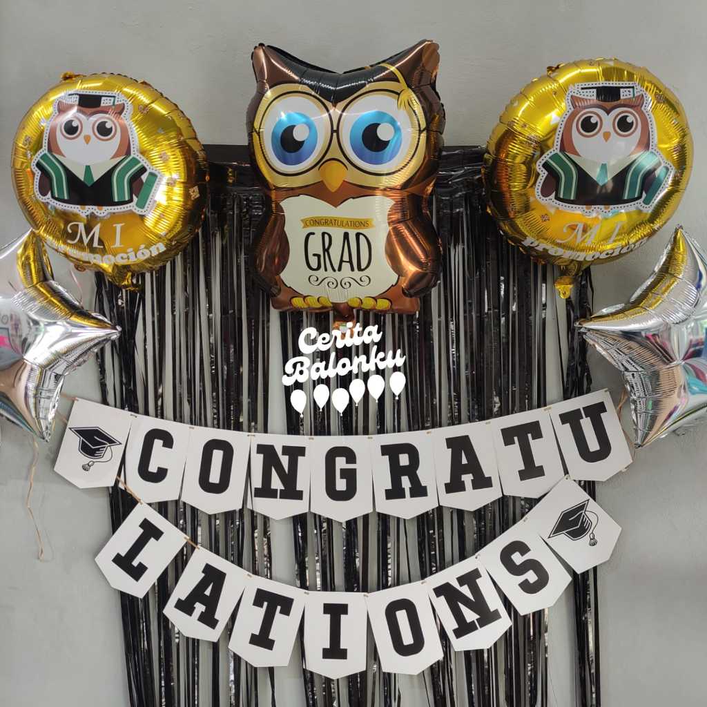 Jual balon set dekorasi balon perpisahan/ kongratulations /wisuda