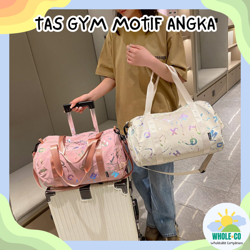 Jual Tas Travel Gym Multifungsi Motif Angka Premium Numbers Tahan Air