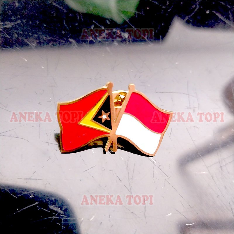 Jual Pin Cross Flag Indonesia Timor Leste Pin Persahabatan Bendera ...