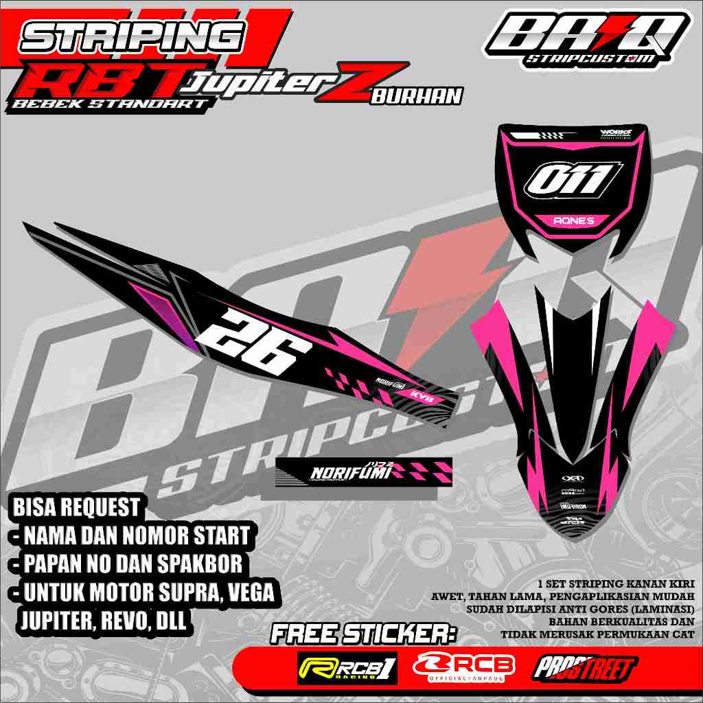 Jual STRIPING STICKER RBT JUPITER Z BURHAN BEBEK STANDART - STRIPING ...