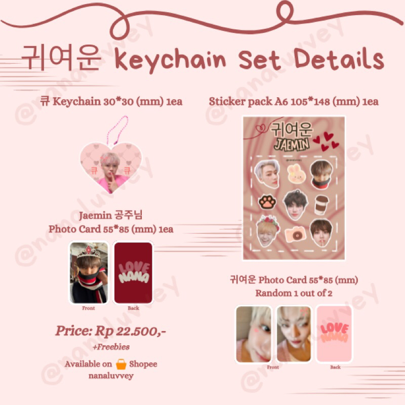 Jual Keychain set & Paper Pack Jaemin (Sticker Set, Photo Card Random ...