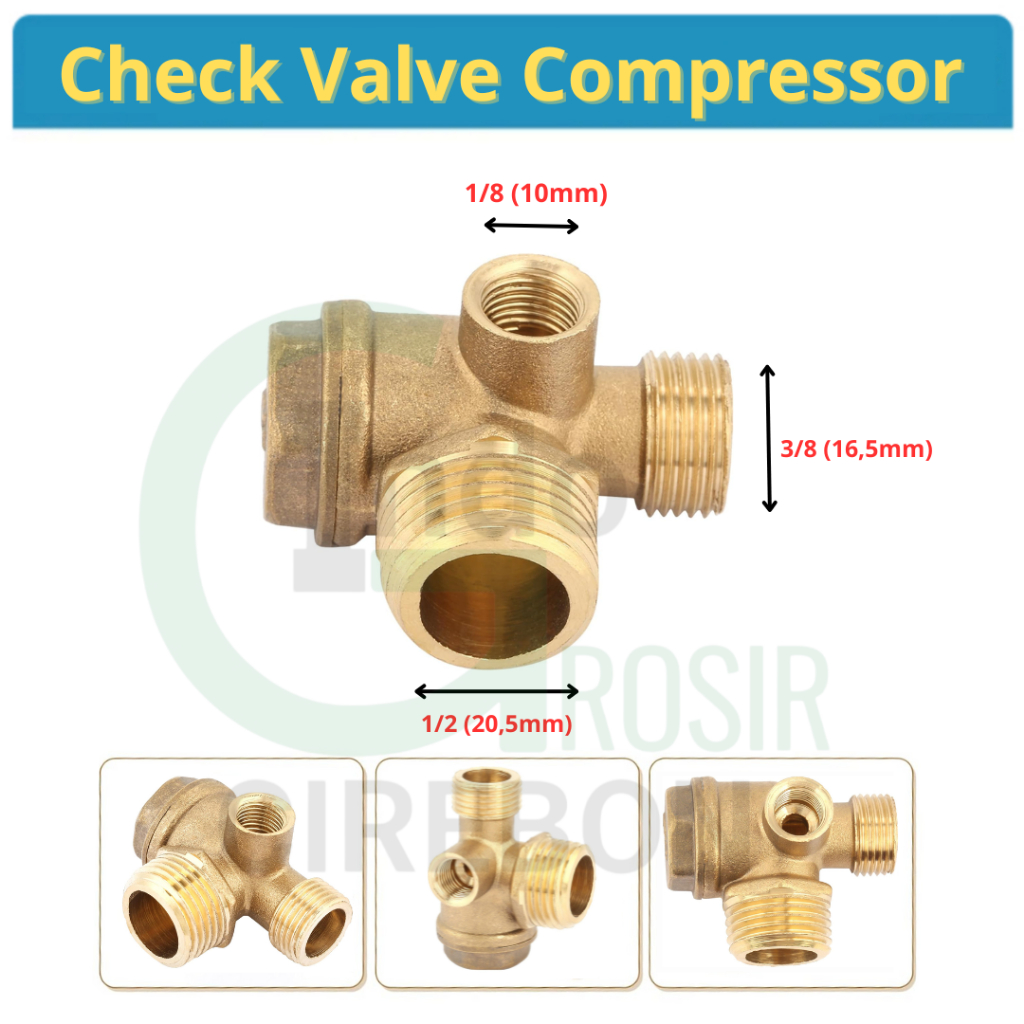 Jual H&L Drat DALAM Check Valve Compresor Nepel 3 Way Neple Kompresor ...