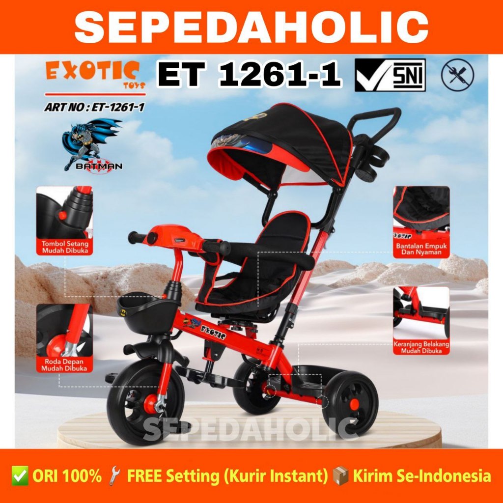 Jual Sepeda Roda Tiga 3 EXOTIC ET 1261-1 Tricycle Anak Musik Lampu ...