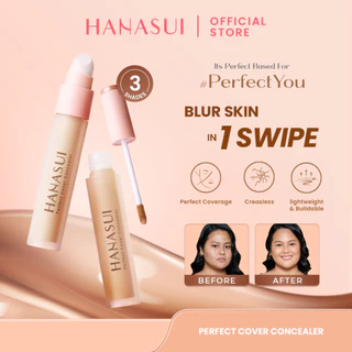 Hanasui Perfect Cover Concealer - Liquid Concealer Perfect Coverage Creaseless Blur Skin in 1 Swatch Ringan & Buildable