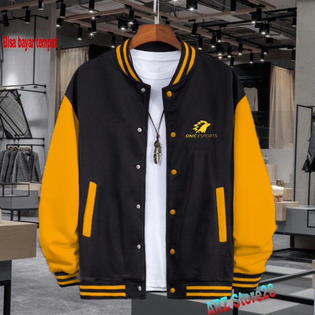 Jual Terlaris !!! Free Jaket Varsity Kancing Text Gold Onic Esporst 09 ...