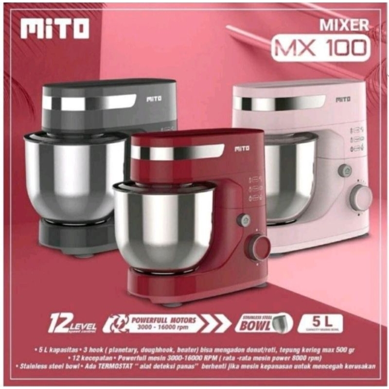 Jual Mixer roti MITO MX100 5 liter - standing mixer jumbo mito MX 100 ...