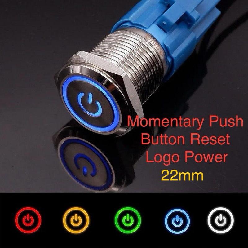 Jual Saklar Momentary 12V 24V 220V 22mm Logo Power Push Button Switch ...
