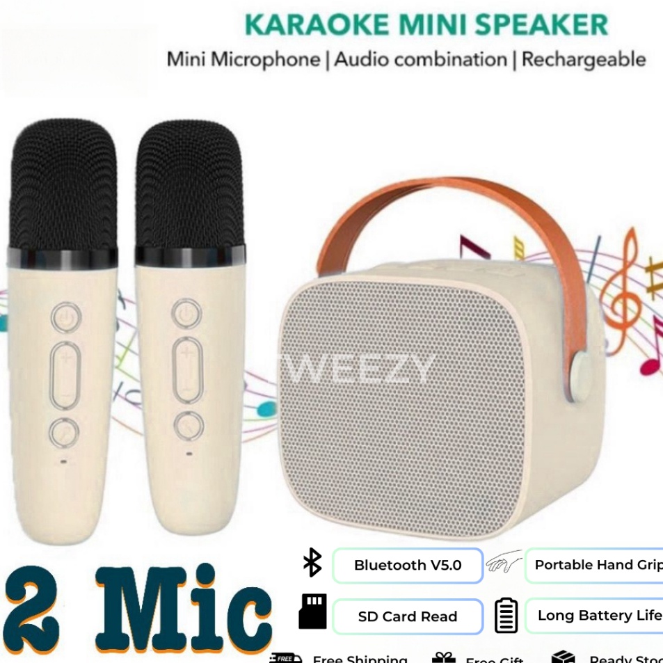 Jual Wireless Speaker Microphone Karaoke Set 2 Mic Bluetooth Mini Full ...