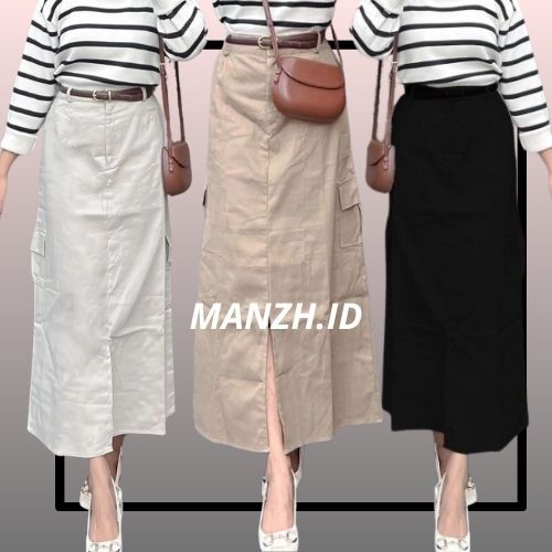 Jual Rok cargo Standar jumbo belah skirt katun twill melar korean style ...