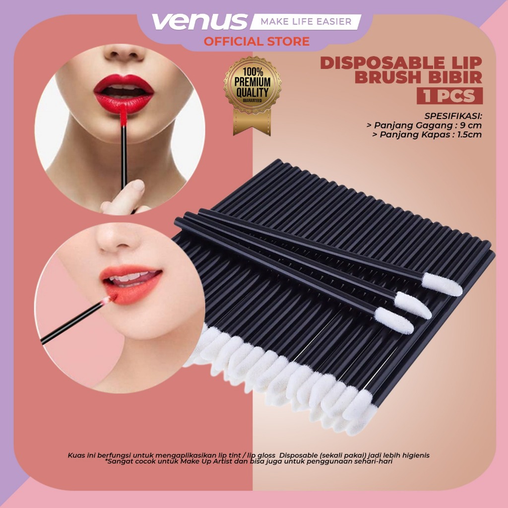 VENUSJKT - 1 PCS Lip Brush & Aplikator Lipstik Sekali Pakai Kuas Bibir, Brush Lipstick, Disposable Lip & Mascara Applicator S100
