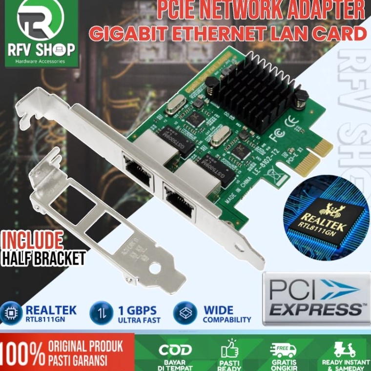Jual KODE X13Z PCI Express PCIE Gigabit LAN Adapter 1Mbps Ethernet Card ...