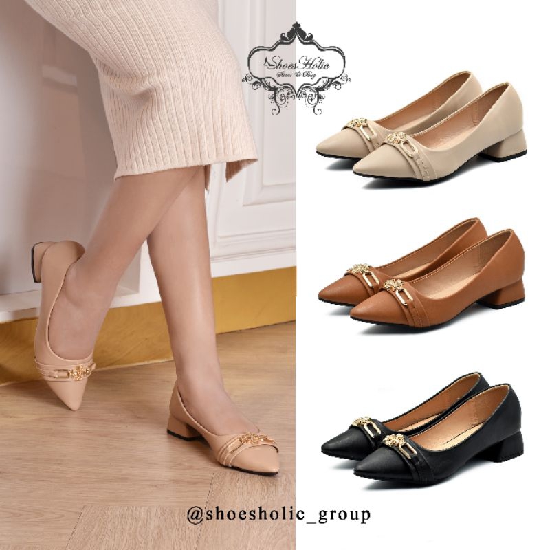 Jual Sepatu Big Heels Hak 3cm Kulit Wanita Import 617 16A 3 warna Shopee Indonesia