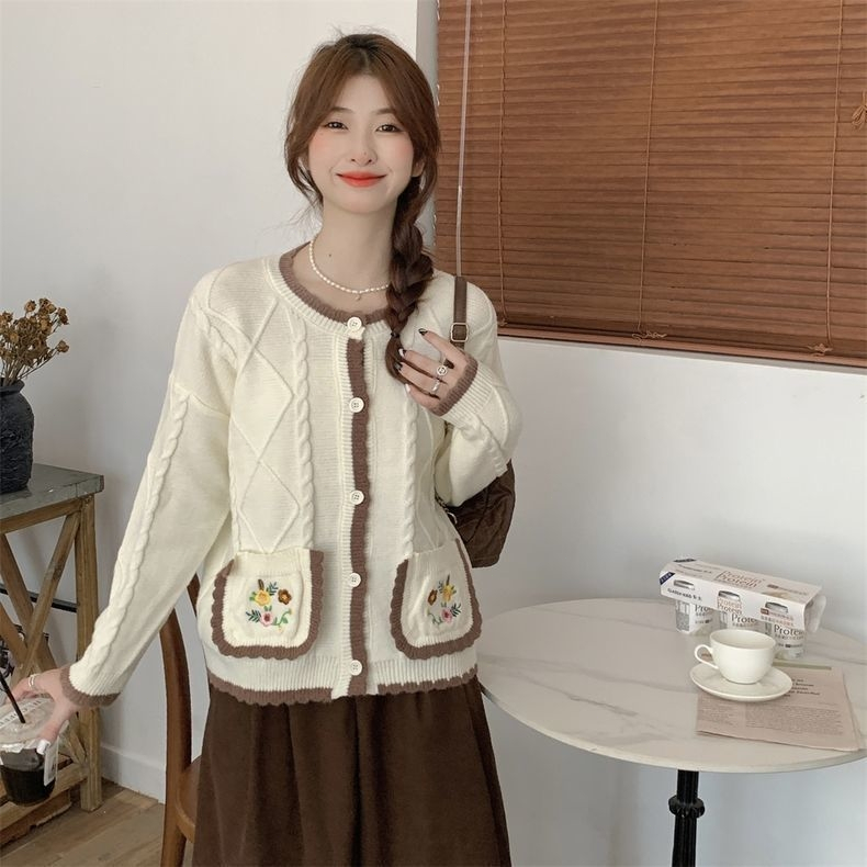Jual KANO Cardigan Cute Outer Rajut Wanita Cardigan Rajut Motif Bunga ...