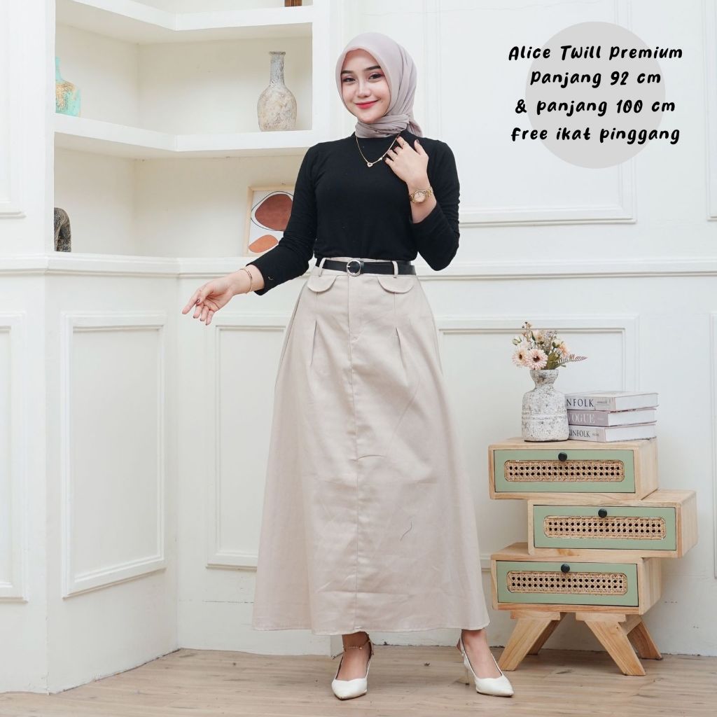 Jual ROK ALICE SKIRT TWILL PREMIUM FREE GESPER | Shopee Indonesia