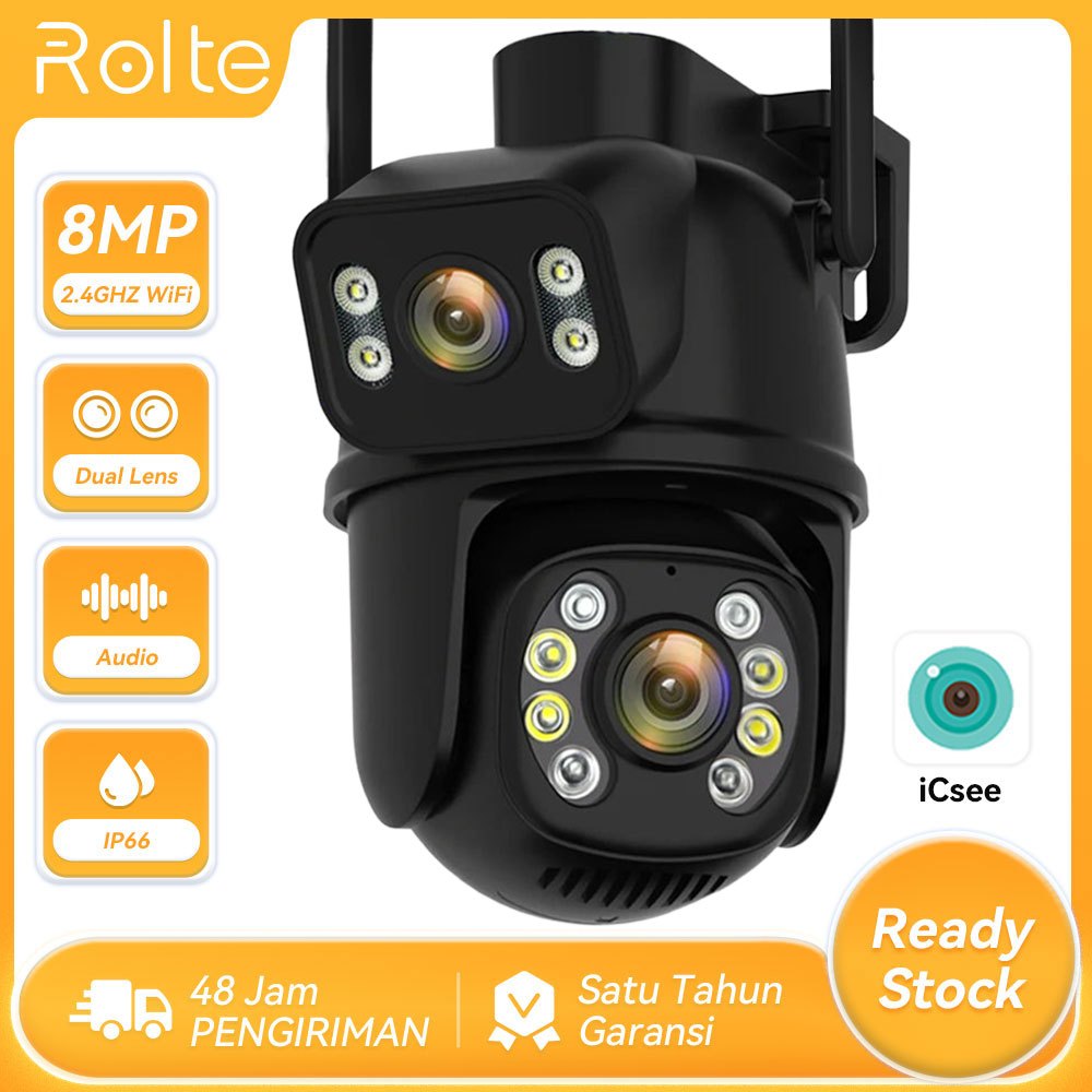 Jual Rolte Kamera WiFi CCTV PTZ 8MP Lensa Ganda Pemantauan Pengawasan ...