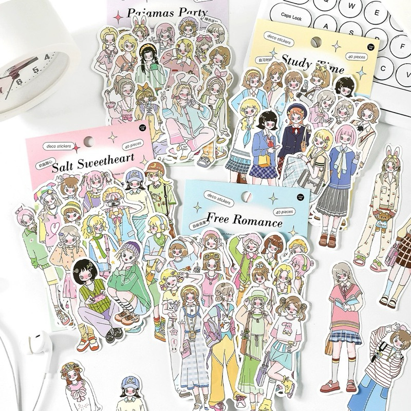 Jual sticker pack girl wanita animasi fashion journalling stiker ...