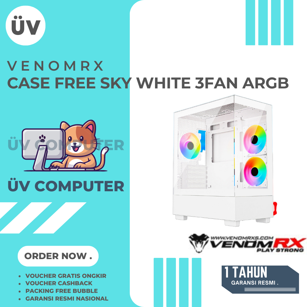 Jual Casing PC Komputer VenomRX FREE SKY FREESKY White Mid Tower Micro ...