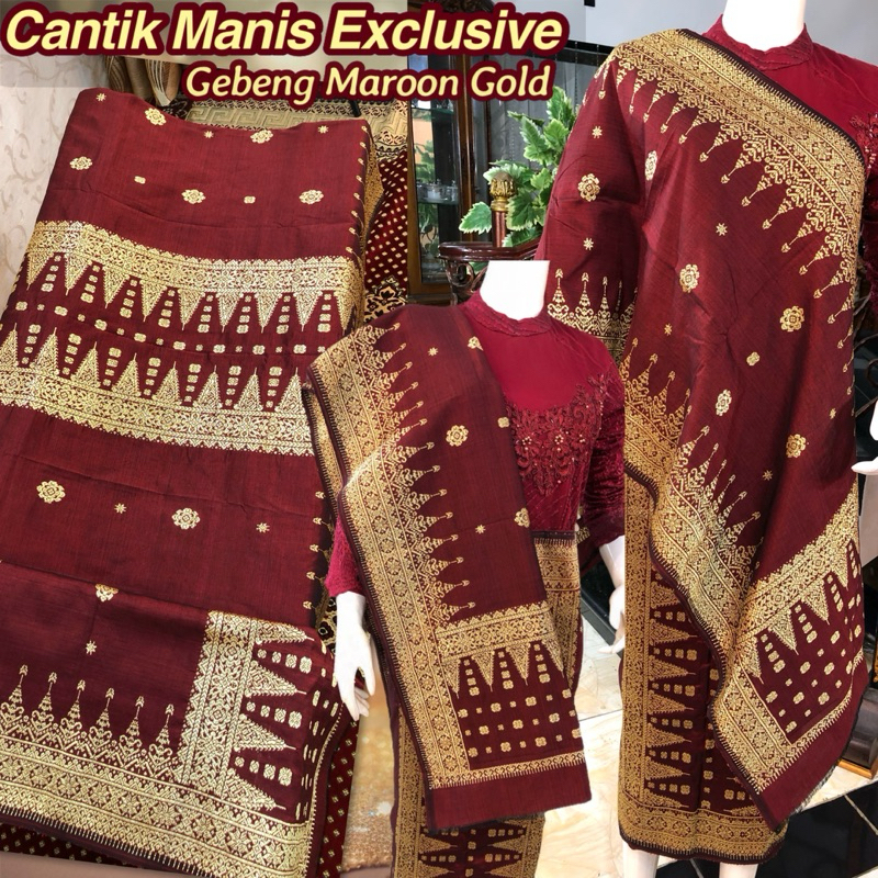 Jual Songket Cantik Manis Exclusive Gebeng Maroon Gold /songket tenun ...