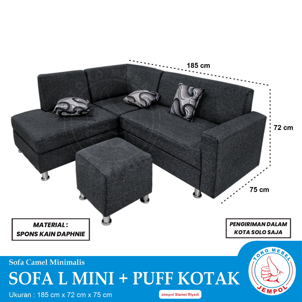 Jual Sofa Camel Minimalis Sofa L Mini + Puff Kotak Jempol | Shopee ...