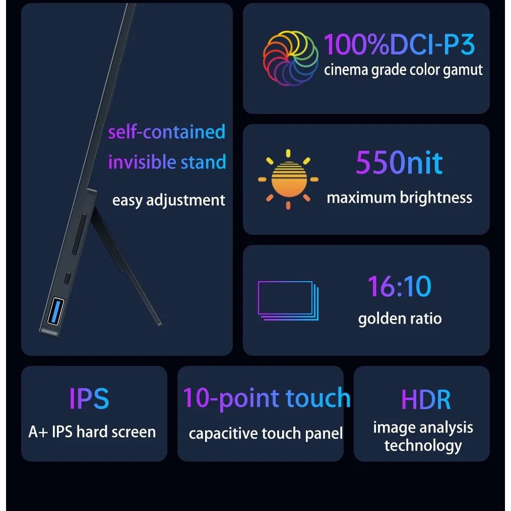 Jual Portable Monitor BeeX Touchscreen QLED 16