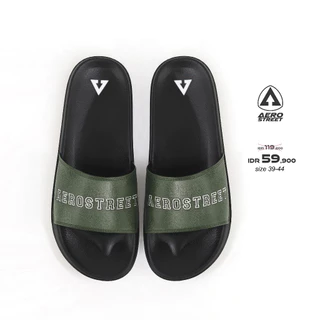 Aerostreet 39-44 Prime Hitam Army - Sandal Sendal Selop Slip On Casual Pria Wanita Aero Street 22AAA0