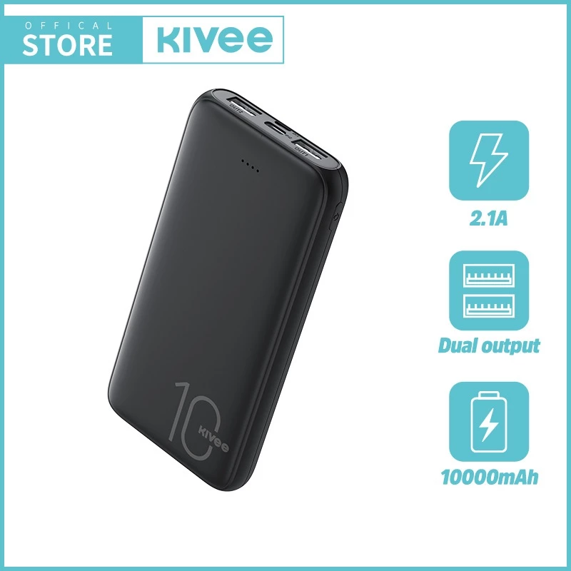 KIVEE powerbank mini Murah 10000 mah fast charging black dan white
